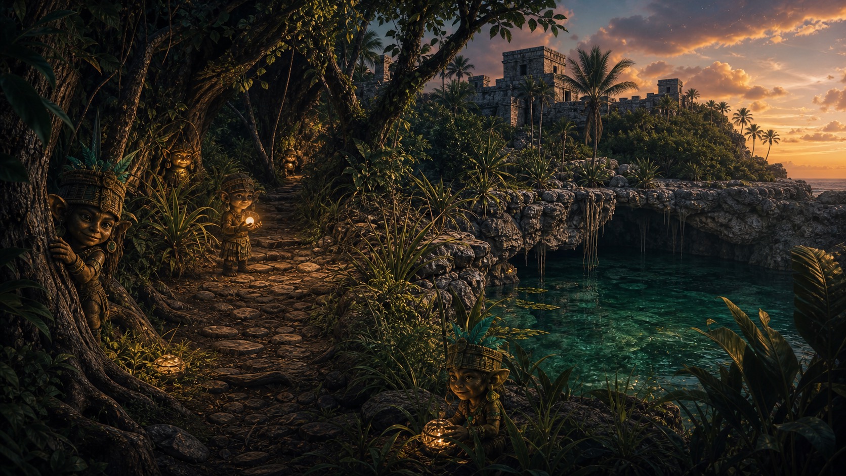 Editorial illustration for The Aluxes of Tulum in Tulum, Quintana Roo.