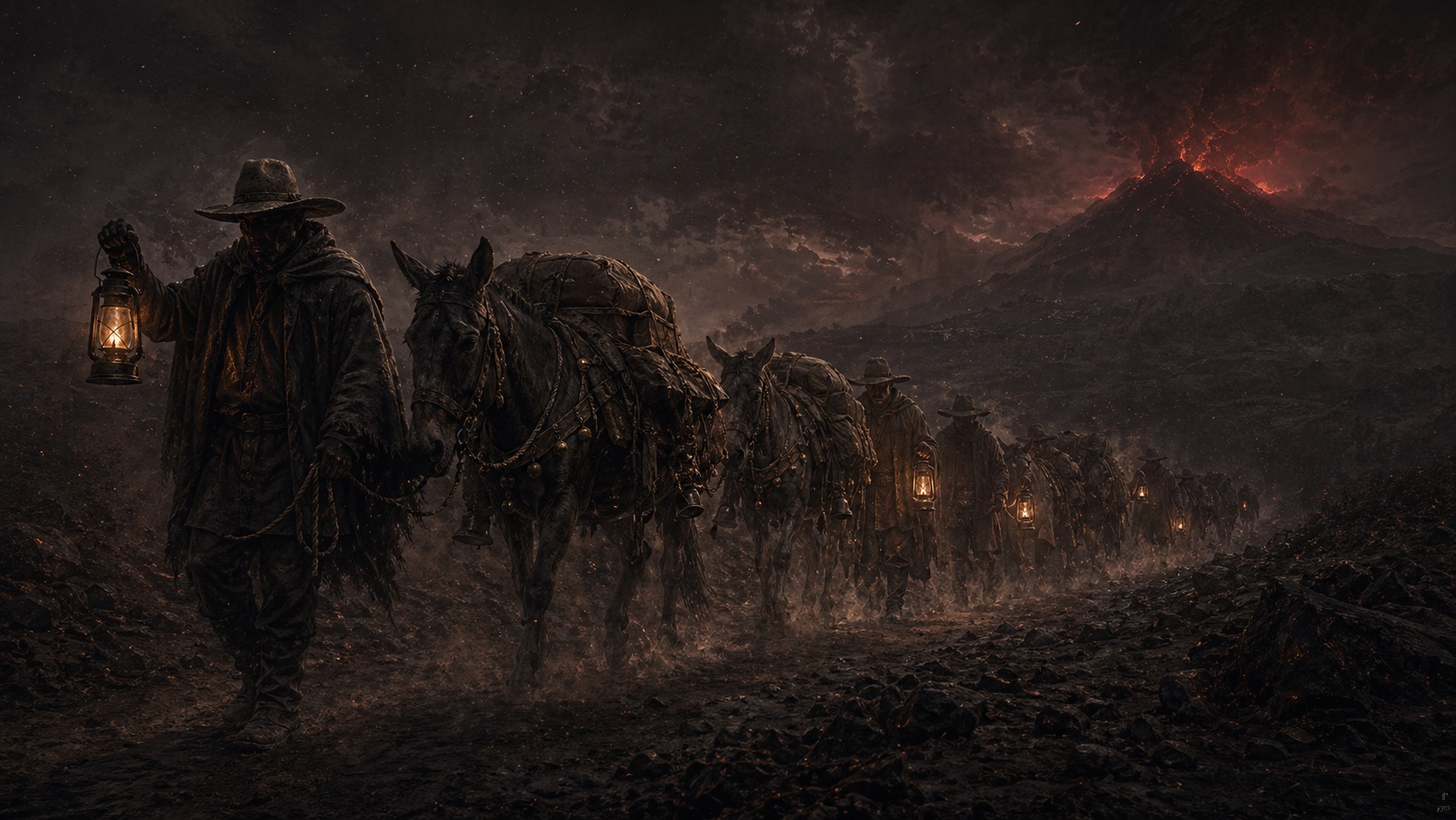 Editorial illustration for The Procession of the Muleteers in Ozumba, State of Mexico.