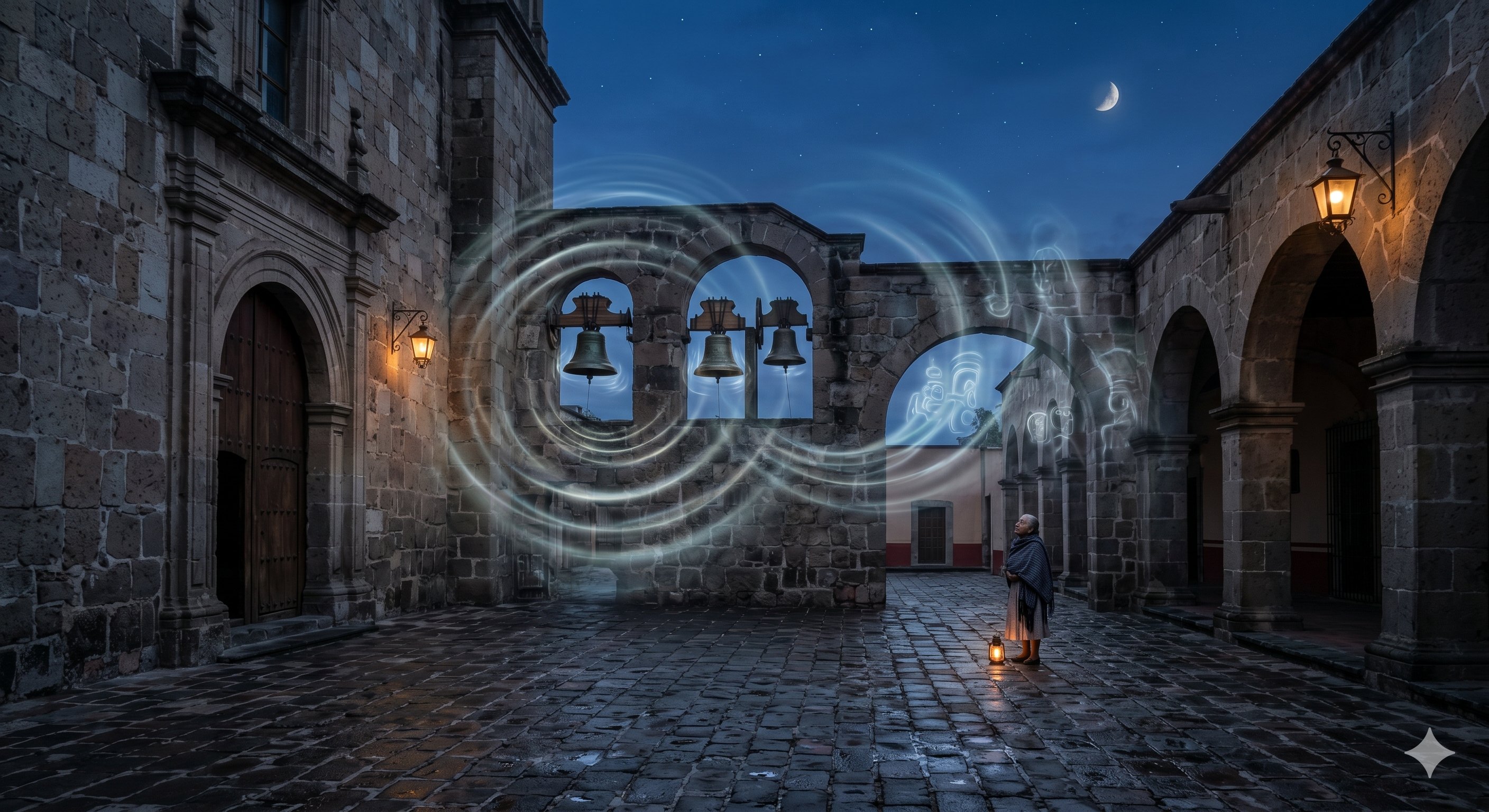 Editorial illustration for The Towerless Bells of Santa Lucía in Azcapotzalco, Mexico City.