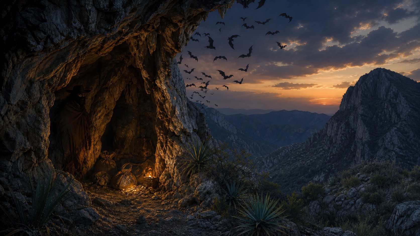 Editorial illustration for Agapito Trevino's Cave in Santiago, Nuevo León.