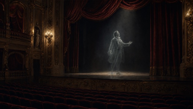 Editorial illustration for The Ghost of Teatro Degollado in Guadalajara, Jalisco.