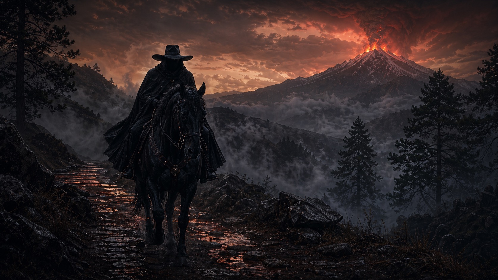 Editorial illustration for The Rider of Paso de Cortés in Amecameca, State of Mexico.