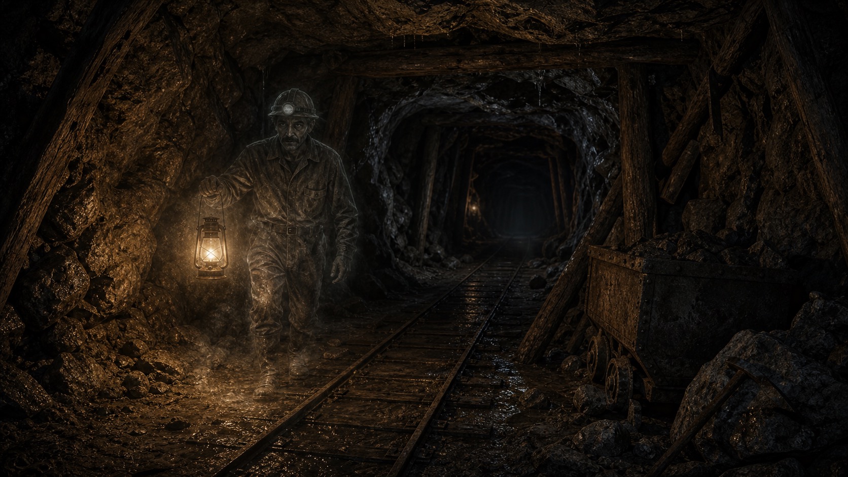 Editorial illustration for The Miner of Socavon San Juan in El Oro de Hidalgo, State of Mexico.