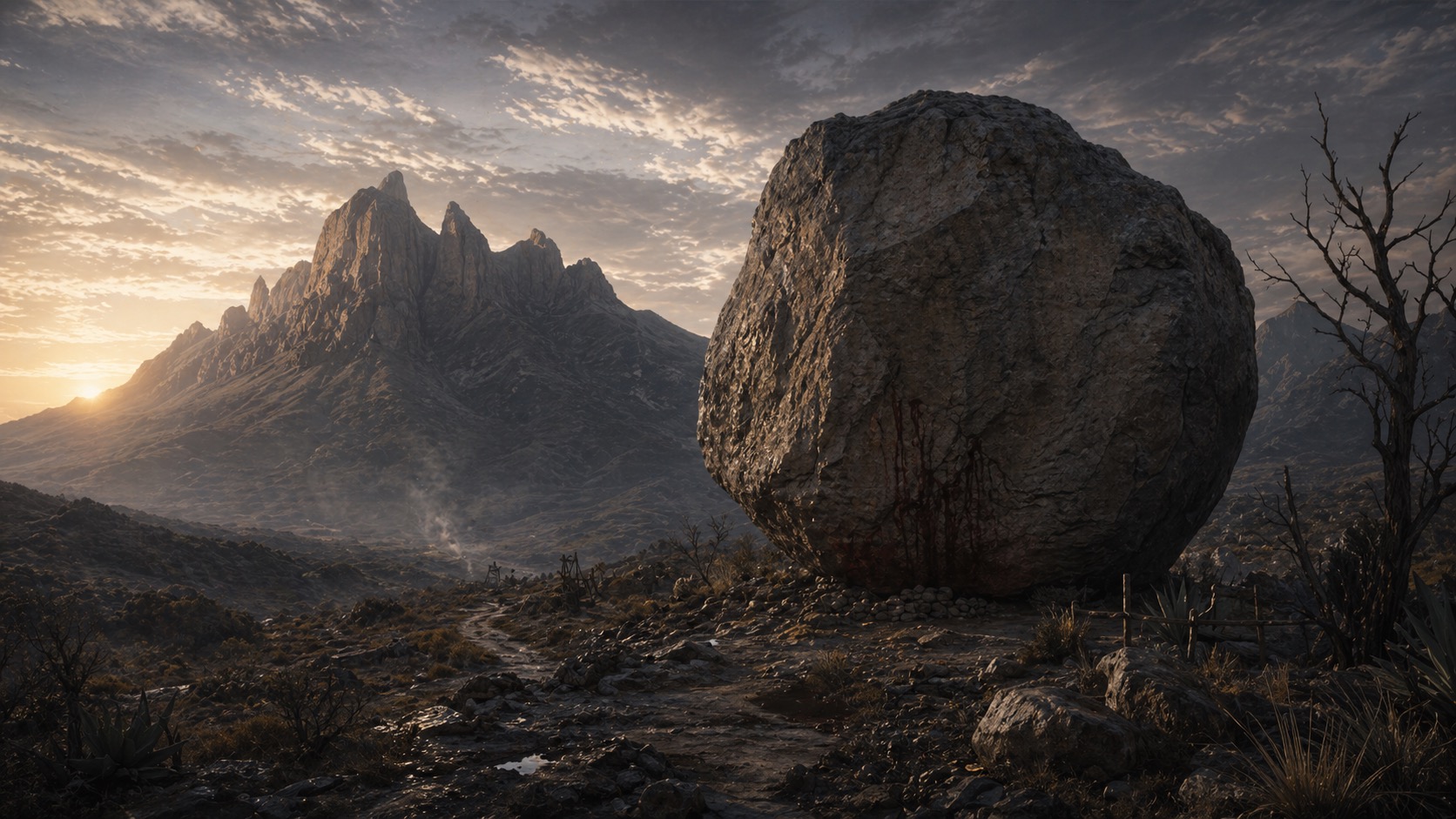 Editorial illustration for The Devil's Stone in Monterrey, Nuevo León.