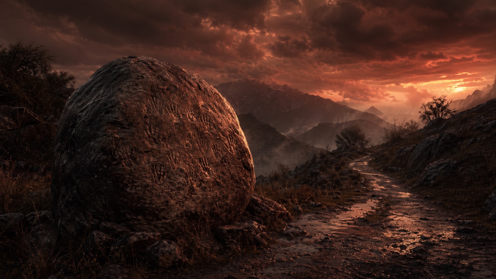 Editorial illustration for The Oath Stone in Tlalmanalco, State of Mexico.