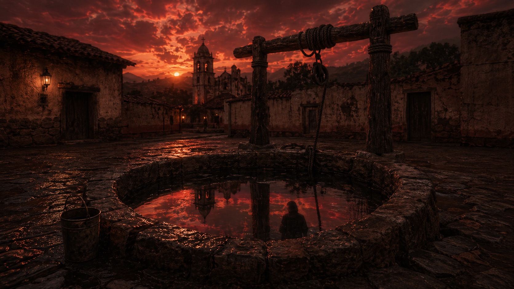 Editorial illustration for The Well of Mirrors in Atlautla, State of Mexico.