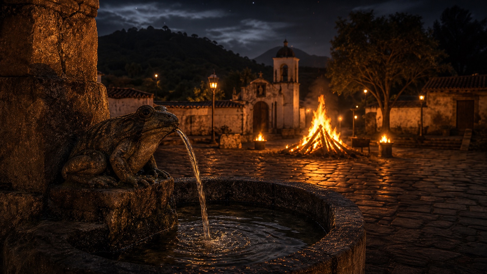 Editorial illustration for The Little Frog That Counts Cattle in Cuajimalpa de Morelos, Mexico City.