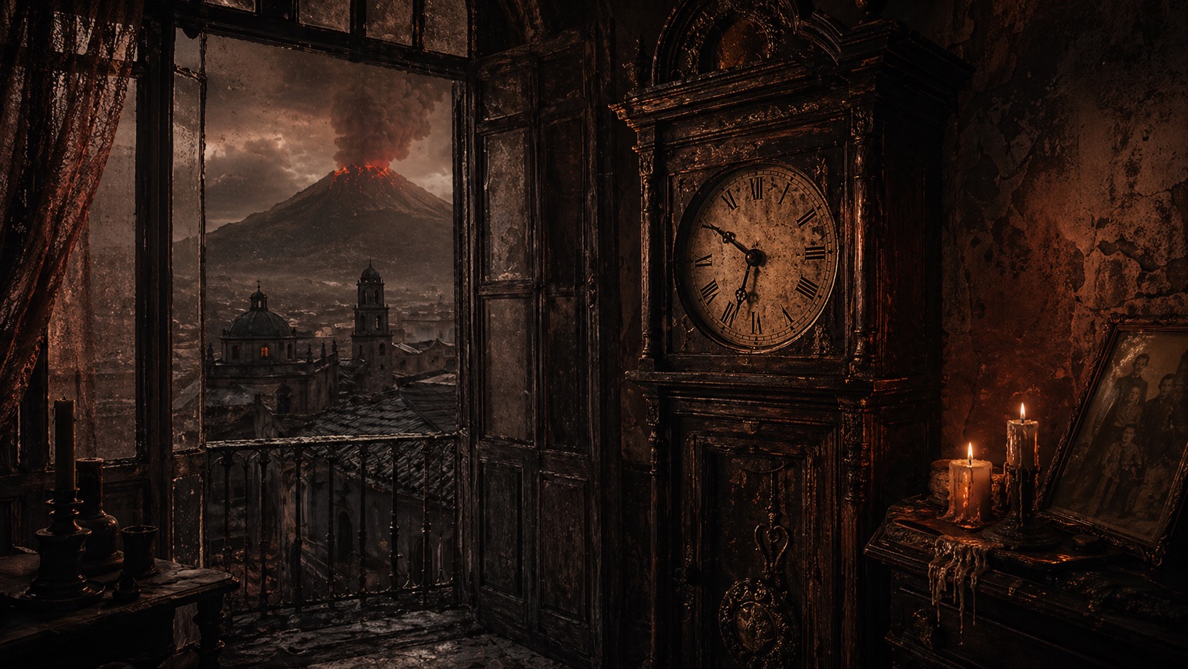 Editorial illustration for The Clock That Stopped with the Ash in Ozumba, State of Mexico.