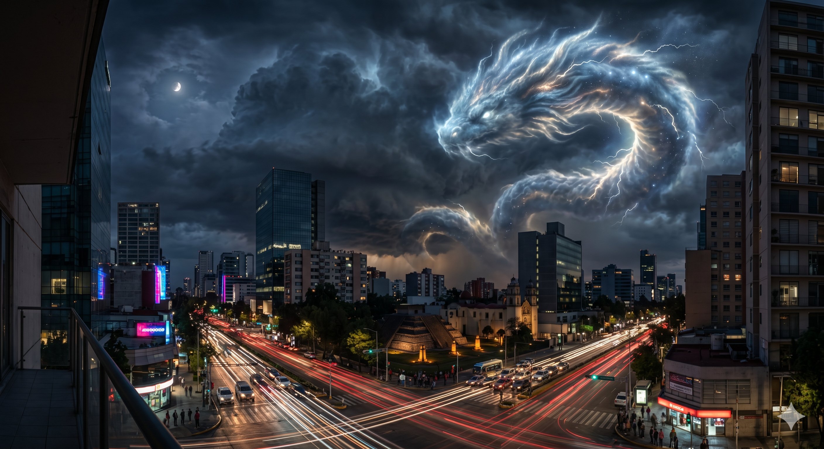 Editorial illustration for The Cloud Serpent of Mixcoac in Benito Juárez, Mexico City.
