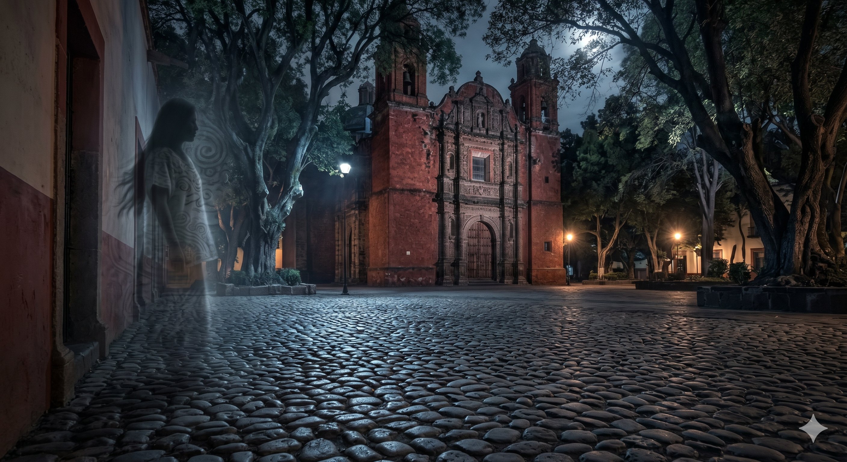 Editorial illustration for Malinche's Shadow in La Conchita in Coyoacán, Mexico City.